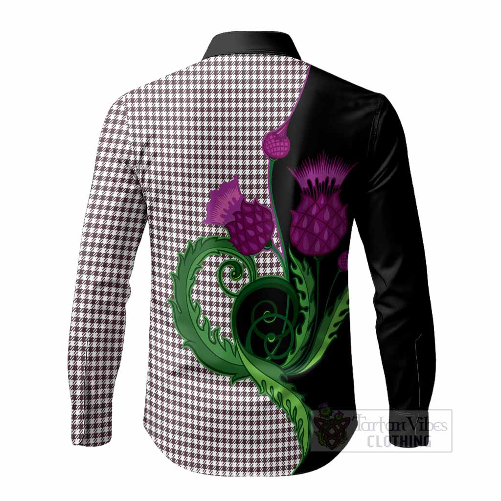 Shepherd Tartan Long Sleeve Button Shirts Traditional Scottish Thistle