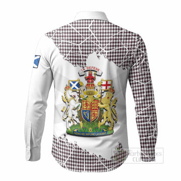 Shepherd Tartan Long Sleeve Button Shirts with Family Crest and Lion Rampant Grunge Style