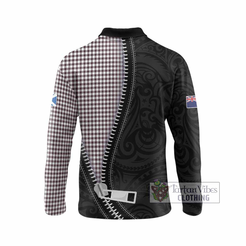 Shepherd Tartan Long Sleeve Polo Shirt New Zealand Pattern Unique Zipper Stylized