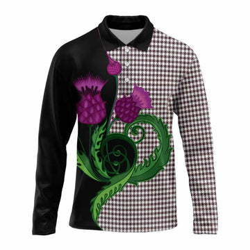 Shepherd Tartan Long Sleeve Polo Shirt Traditional Scottish Thistle