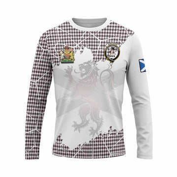 Shepherd Tartan Long Sleeve T-Shirt with Family Crest and Lion Rampant Grunge Style