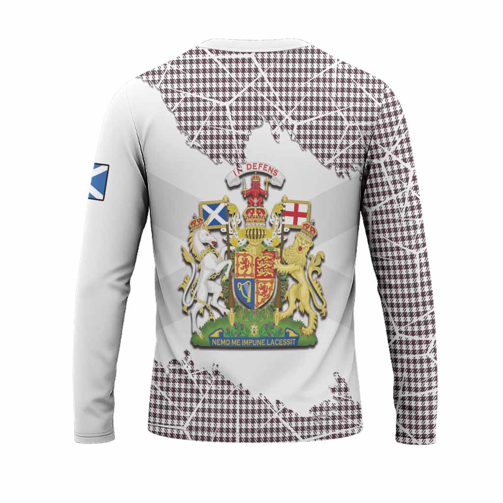 Shepherd Tartan Long Sleeve T-Shirt with Family Crest and Lion Rampant Grunge Style