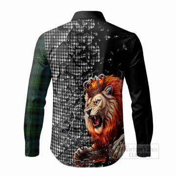 Shepherd Tartan Mighty Lion Long Sleeve Button Shirts Explosion Flying Pieces