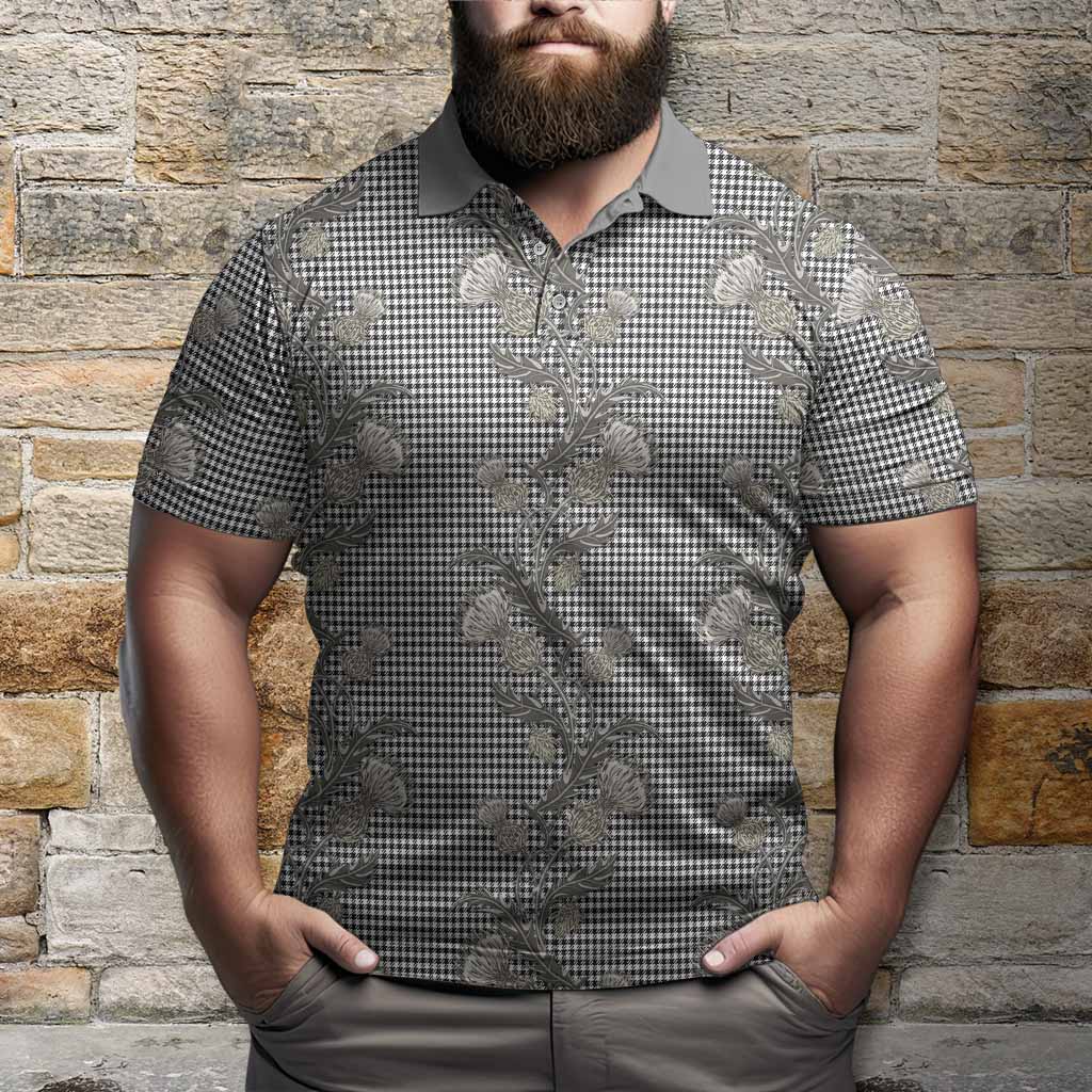 Shepherd Tartan Polo Shirt Seamless Scottish Thistle Flowers