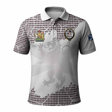 Shepherd Tartan Polo Shirt with Family Crest and Lion Rampant Grunge Style
