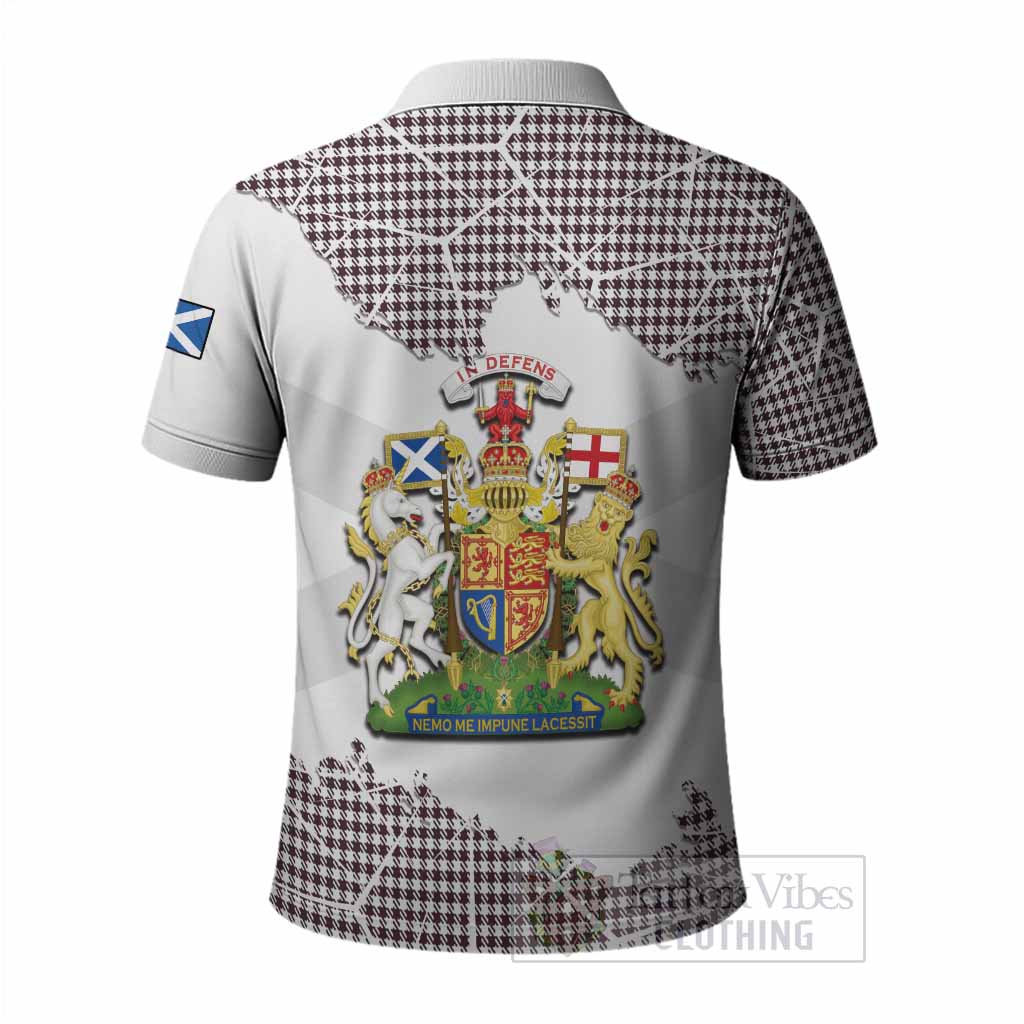Shepherd Tartan Polo Shirt with Family Crest and Lion Rampant Grunge Style