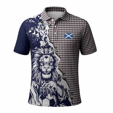 Shepherd Tartan Scottish Polo Shirt Angry Lion With Soccer Ball Style