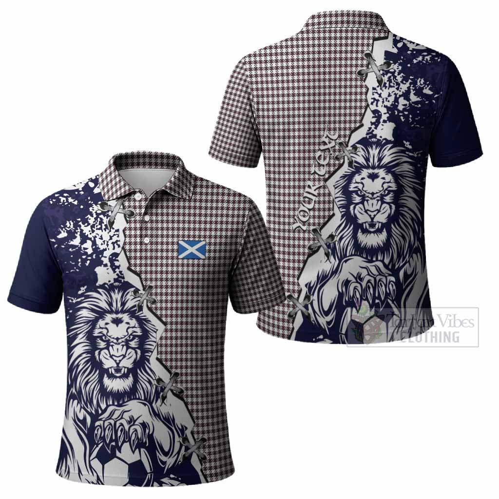 Shepherd Tartan Scottish Polo Shirt Angry Lion With Soccer Ball Style