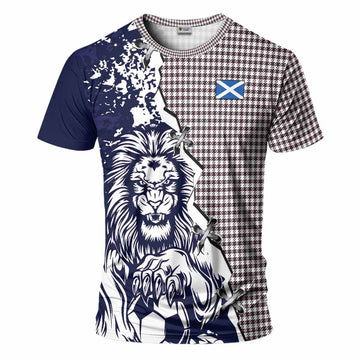 Shepherd Tartan Scottish T-Shirt Angry Lion With Soccer Ball Style