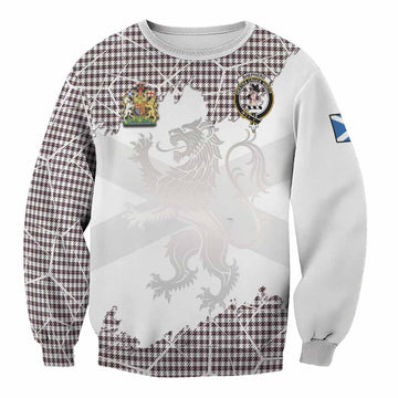 Shepherd Tartan Sweatshirt with Family Crest and Lion Rampant Grunge Style