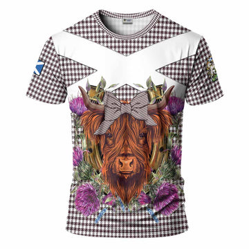 Shepherd Tartan T-Shirt Scottish Thistle Heilan Coo