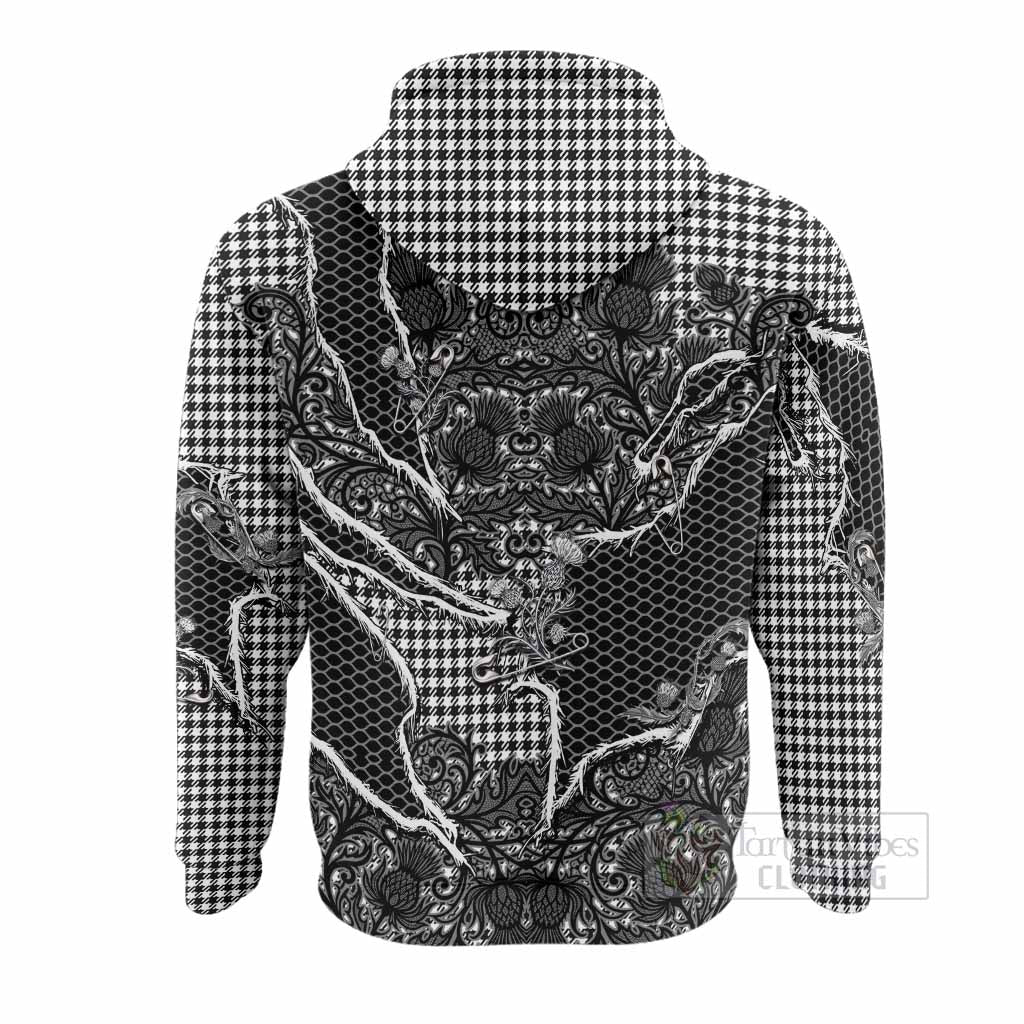 Shepherd Tartan Thistle Dark Gothic Hoodie - Tartan Vibes Clothing