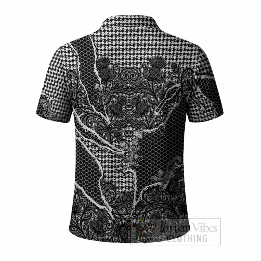 Shepherd Tartan Thistle Dark Gothic Polo Shirt - Tartan Vibes Clothing