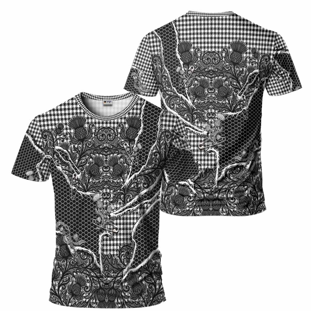 Shepherd Tartan Thistle Dark Gothic T-Shirt - Tartan Vibes Clothing