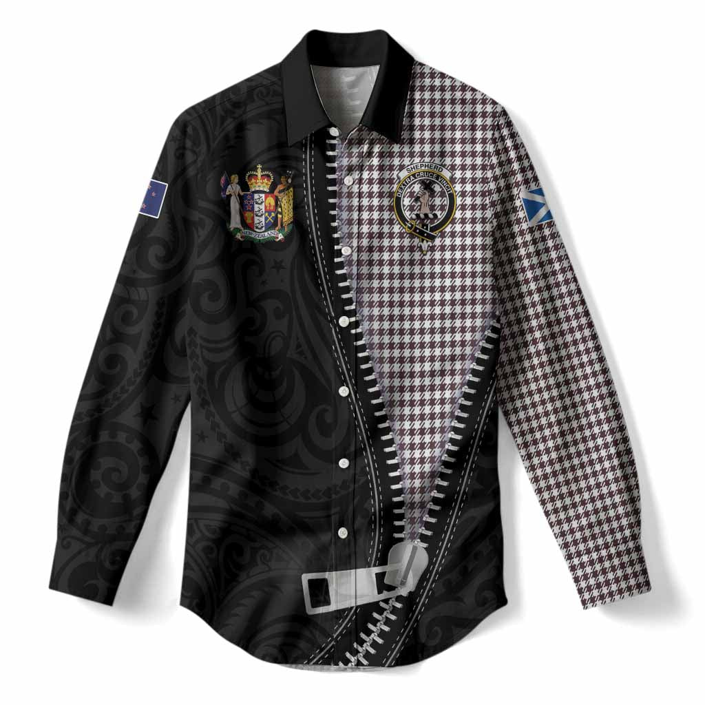 Shepherd Tartan Women Casual Shirt New Zealand Pattern Unique Zipper Stylized