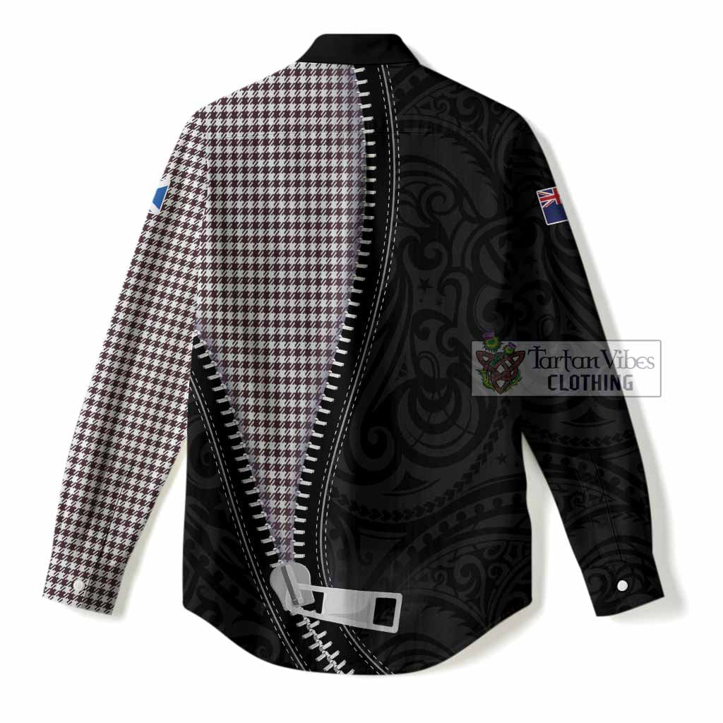 Shepherd Tartan Women Casual Shirt New Zealand Pattern Unique Zipper Stylized