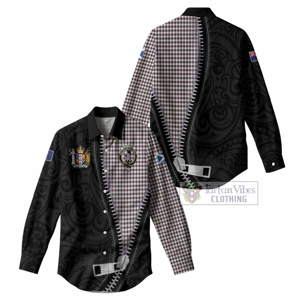 Shepherd Tartan Women Casual Shirt New Zealand Pattern Unique Zipper Stylized