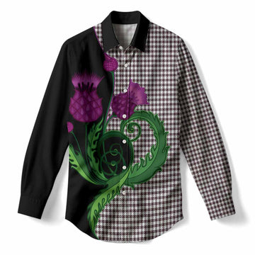 Shepherd Tartan Women Casual Shirt Traditional Scottish Thistle