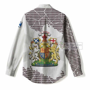 Shepherd Tartan Women Casual Shirt with Family Crest and Lion Rampant Grunge Style