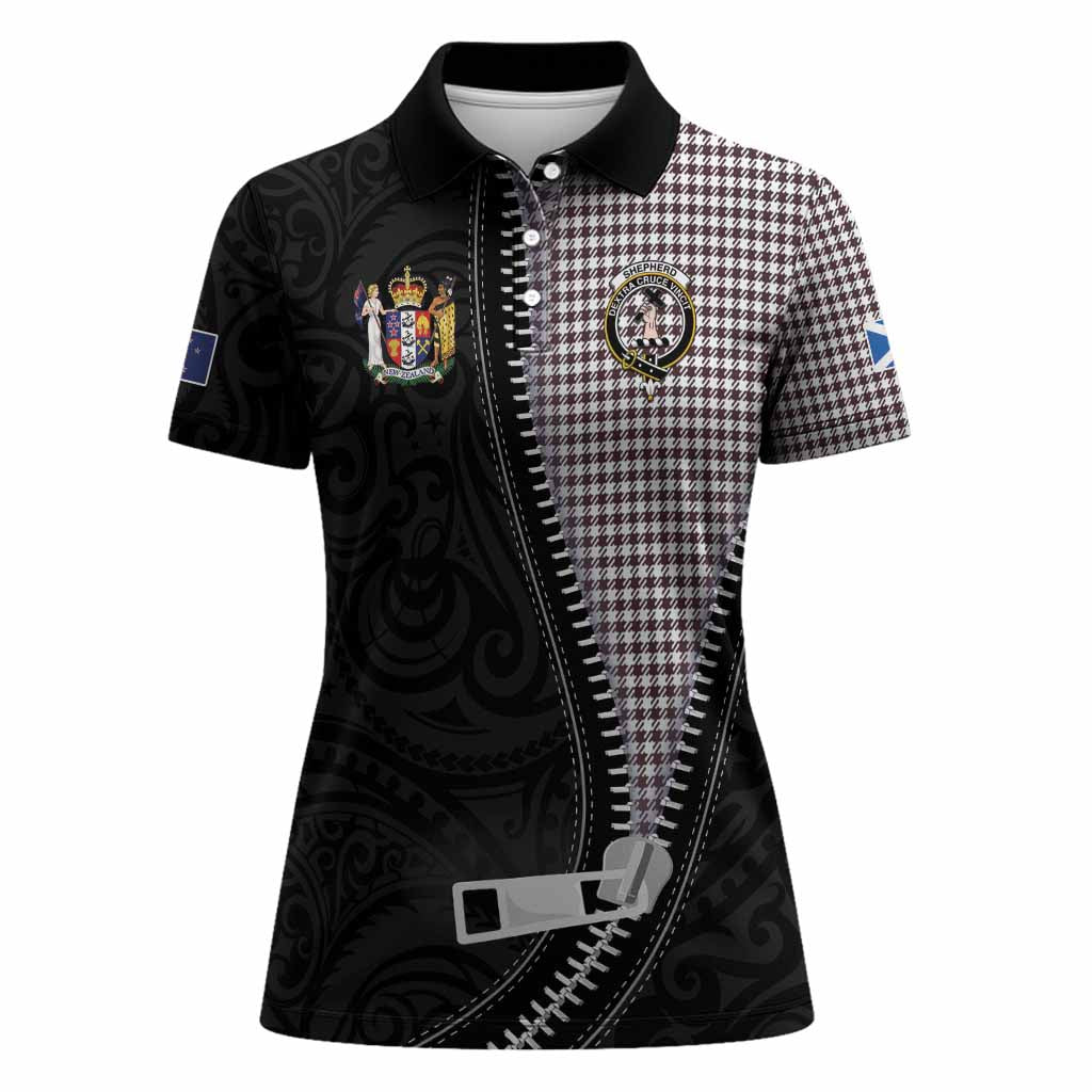 Shepherd Tartan Women Polo Shirt New Zealand Pattern Unique Zipper Stylized