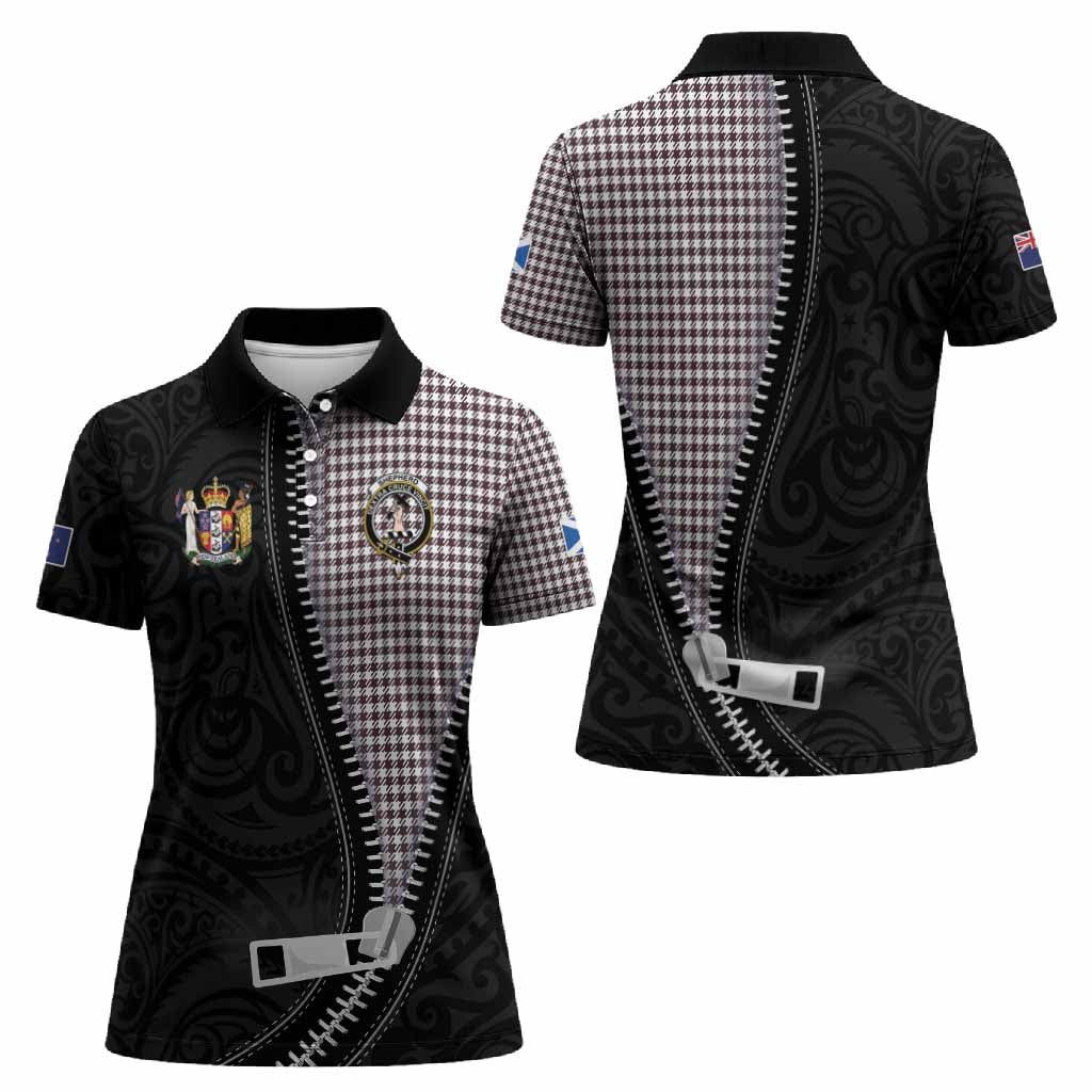 Shepherd Tartan Women Polo Shirt New Zealand Pattern Unique Zipper Stylized