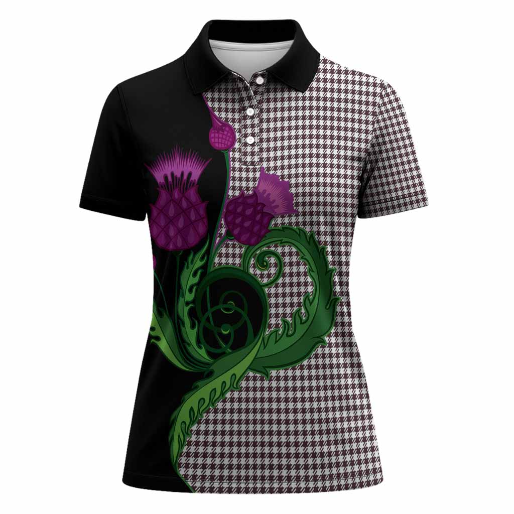 Shepherd Tartan Women Polo Shirt Traditional Scottish Thistle