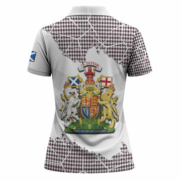 Shepherd Tartan Women Polo Shirt with Family Crest and Lion Rampant Grunge Style