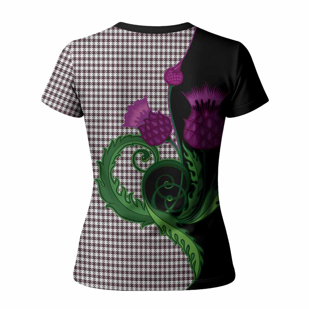 Shepherd Tartan Women T shirt Traditional Scottish Thistle