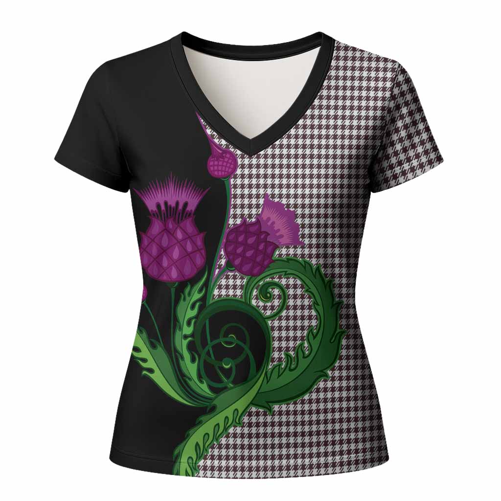 Shepherd Tartan Women T shirt Traditional Scottish Thistle