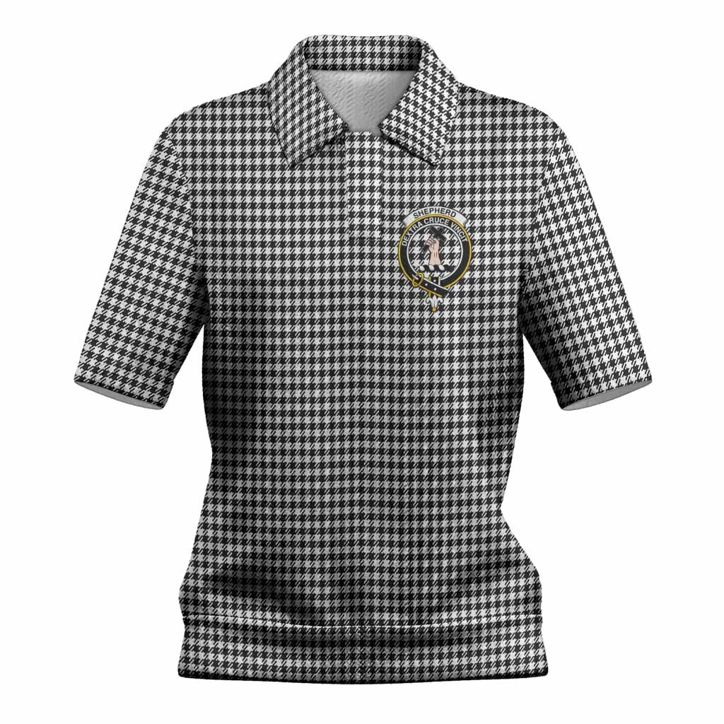 Shepherd Tartan Women’s Polo Sweater Top with Family Crest