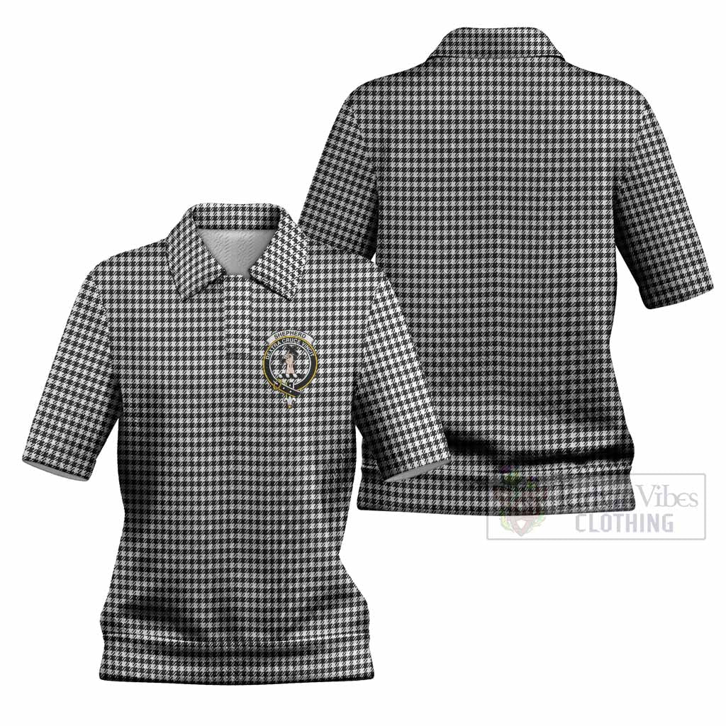 Shepherd Tartan Women’s Polo Sweater Top with Family Crest