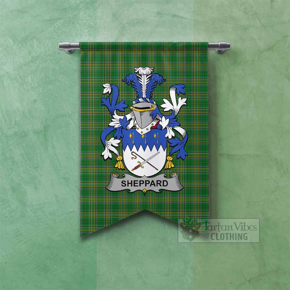 Tartan Vibes Clothing Sheppard Irish Clan Tartan Gonfalon, Tartan Banner with Coat of Arms