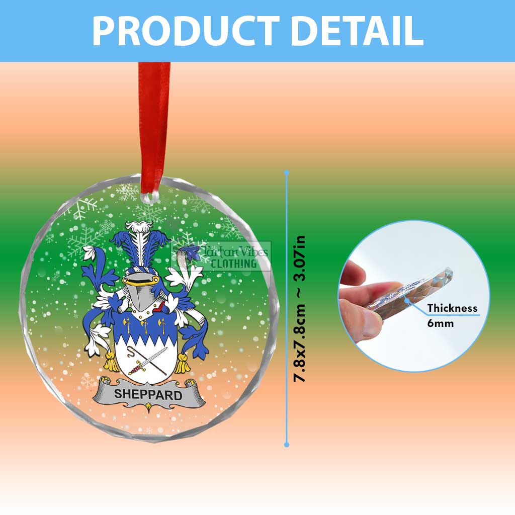 Tartan Vibes Clothing Sheppard Irish Clan Christmas Glass Ornament with Coat of Arms