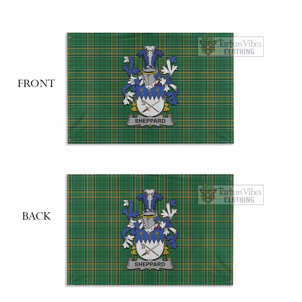 Tartan Vibes Clothing Sheppard Irish Clan Tartan House Flag with Coat of Arms