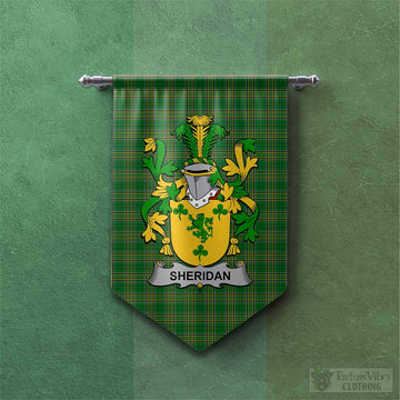 Sheridan Irish Clan Tartan Gonfalon, Tartan Banner with Coat of Arms