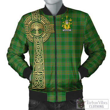 Sheridan Irish Clan Tartan Bomber Jacket with Coat of Arms Celtic Tree of Life