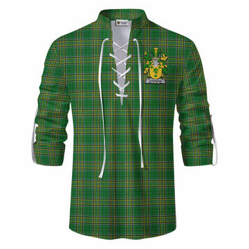 Sheridan Irish Clan Tartan Ghillie Kilt Shirt with Coat of Arms