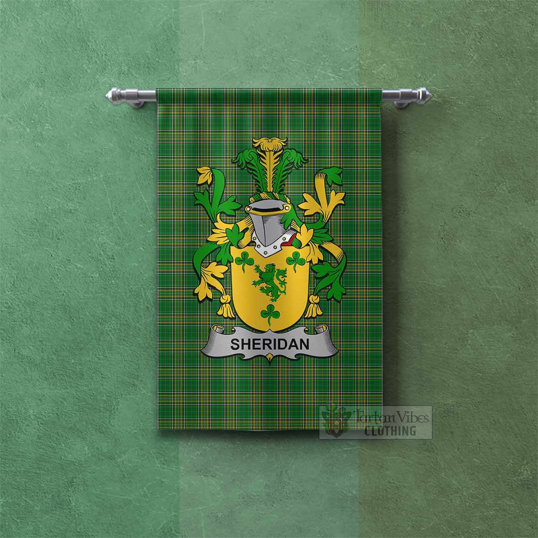 Tartan Vibes Clothing Sheridan Irish Clan Tartan Gonfalon, Tartan Banner with Coat of Arms