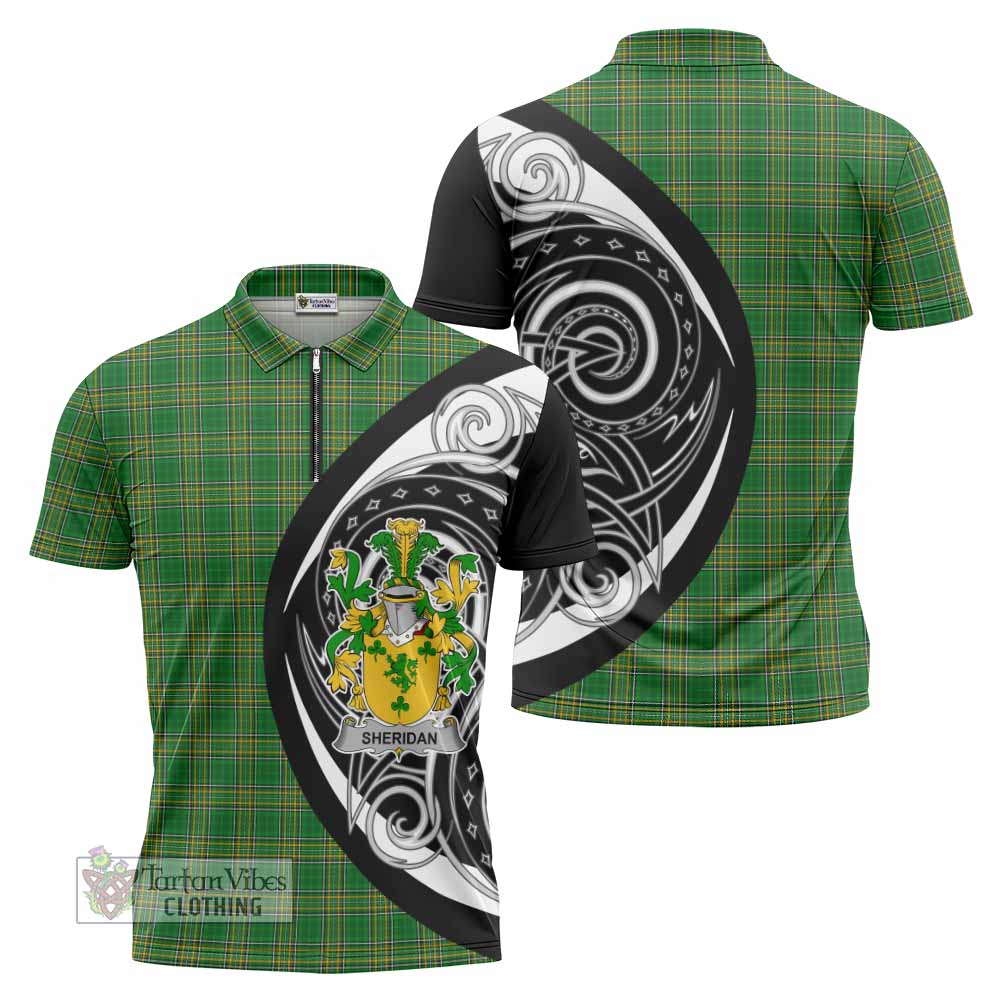 Tartan Vibes Clothing Sheridan Irish Clan Zipper Polo Shirt Celtic Circle Style