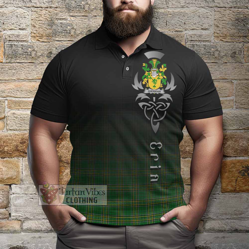 Tartan Vibes Clothing Sheridan Irish Clan Polo Shirt with Coat of Arms Erin Go Bragh Celtic Inspired