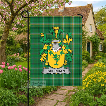 Sheridan Irish Clan Tartan Garden Flag with Coat of Arms
