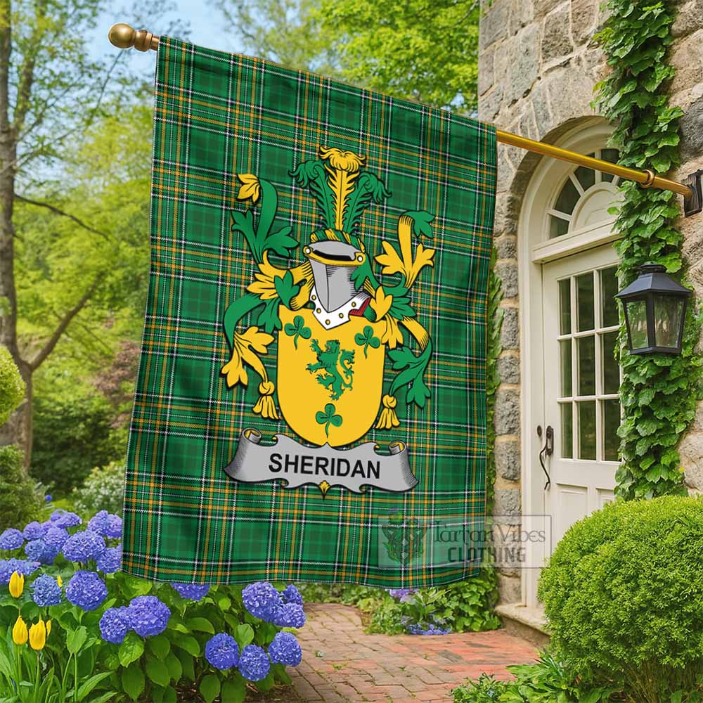 Sheridan Irish Clan Tartan Flag with Coat of Arms
