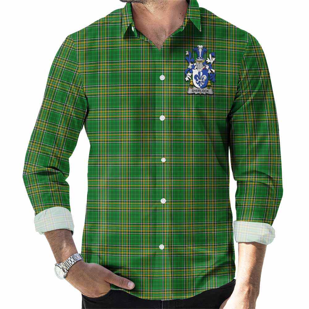 Sherlock Irish Clan Tartan Long Sleeve Button Up with Coat of Arms Men's Shirt - Tartan Vibes Clothing