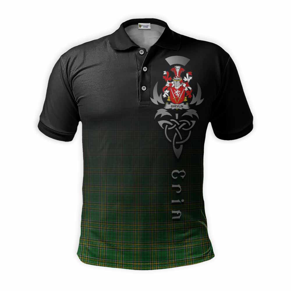 Tartan Vibes Clothing Shevlin Irish Clan Polo Shirt with Coat of Arms Erin Go Bragh Celtic Inspired