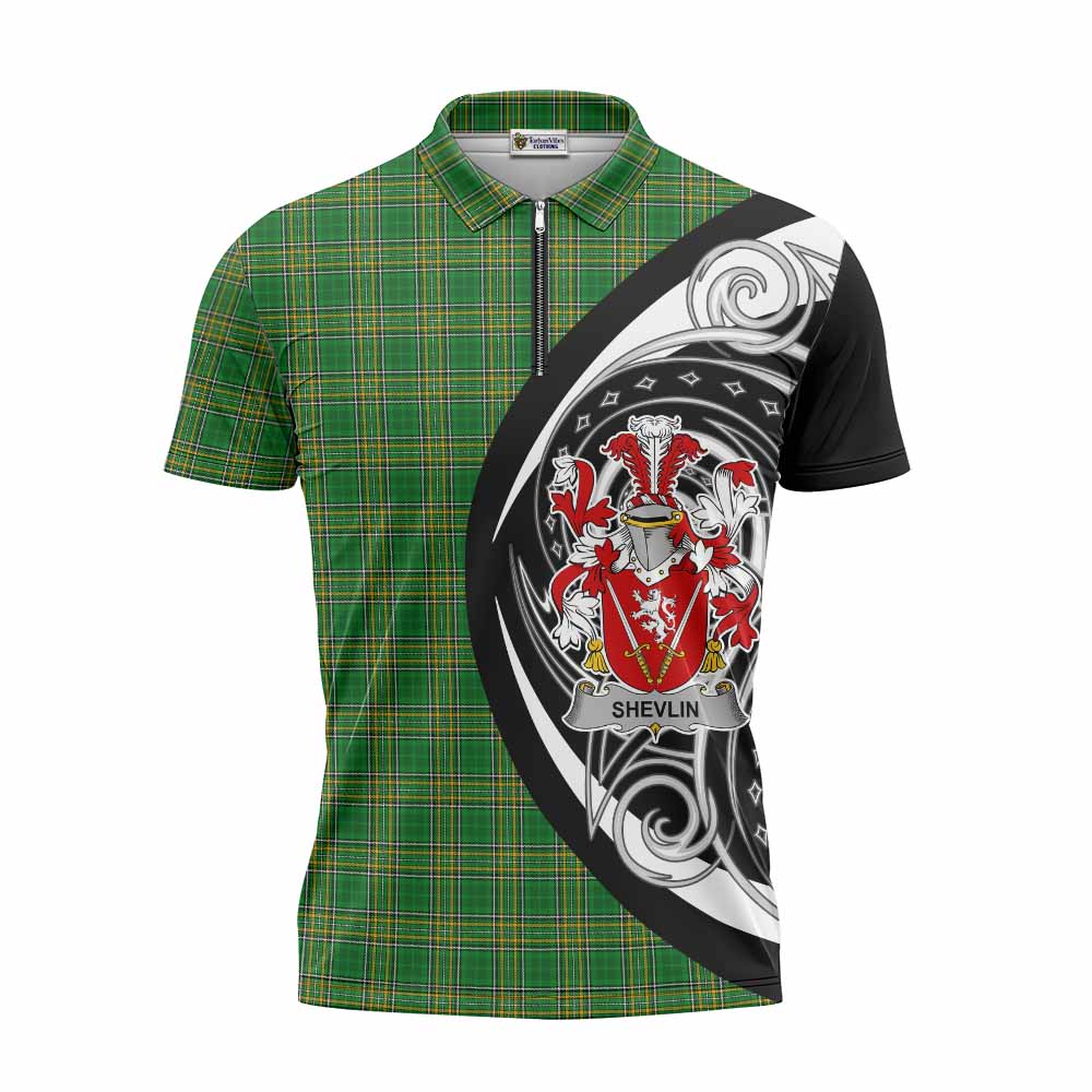 Tartan Vibes Clothing Shevlin Irish Clan Zipper Polo Shirt Celtic Circle Style