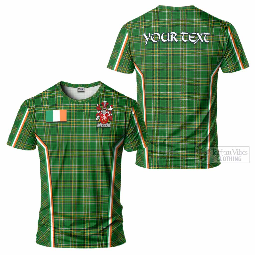 Shevlin Irish Clan Coat of Arm Tartan T-Shirt Flag Style