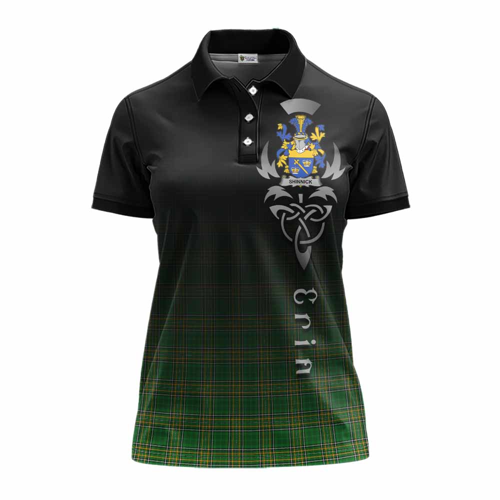 Tartan Vibes Clothing Shinnick Irish Clan Women's Polo Shirt with Coat of Arms Erin Go Bragh Celtic Inspired