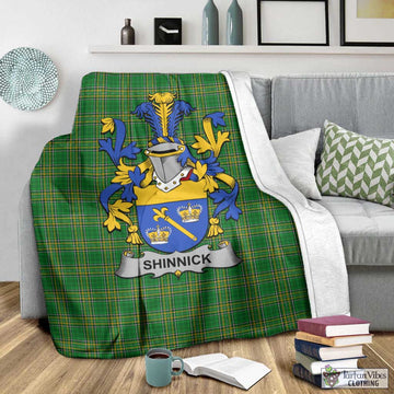 Tartan Vibes Clothing Shinnick Irish Clan Tartan Blanket with Coat of Arms