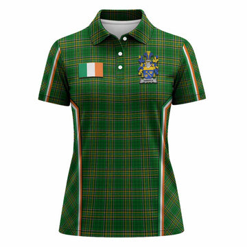 Shinnick Irish Clan Coat of Arm Tartan Women Polo Shirt Flag Style