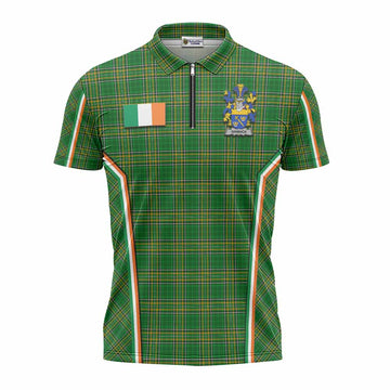 Shinnick Irish Clan Coat of Arm Tartan Zipper Polo Shirt Flag Style